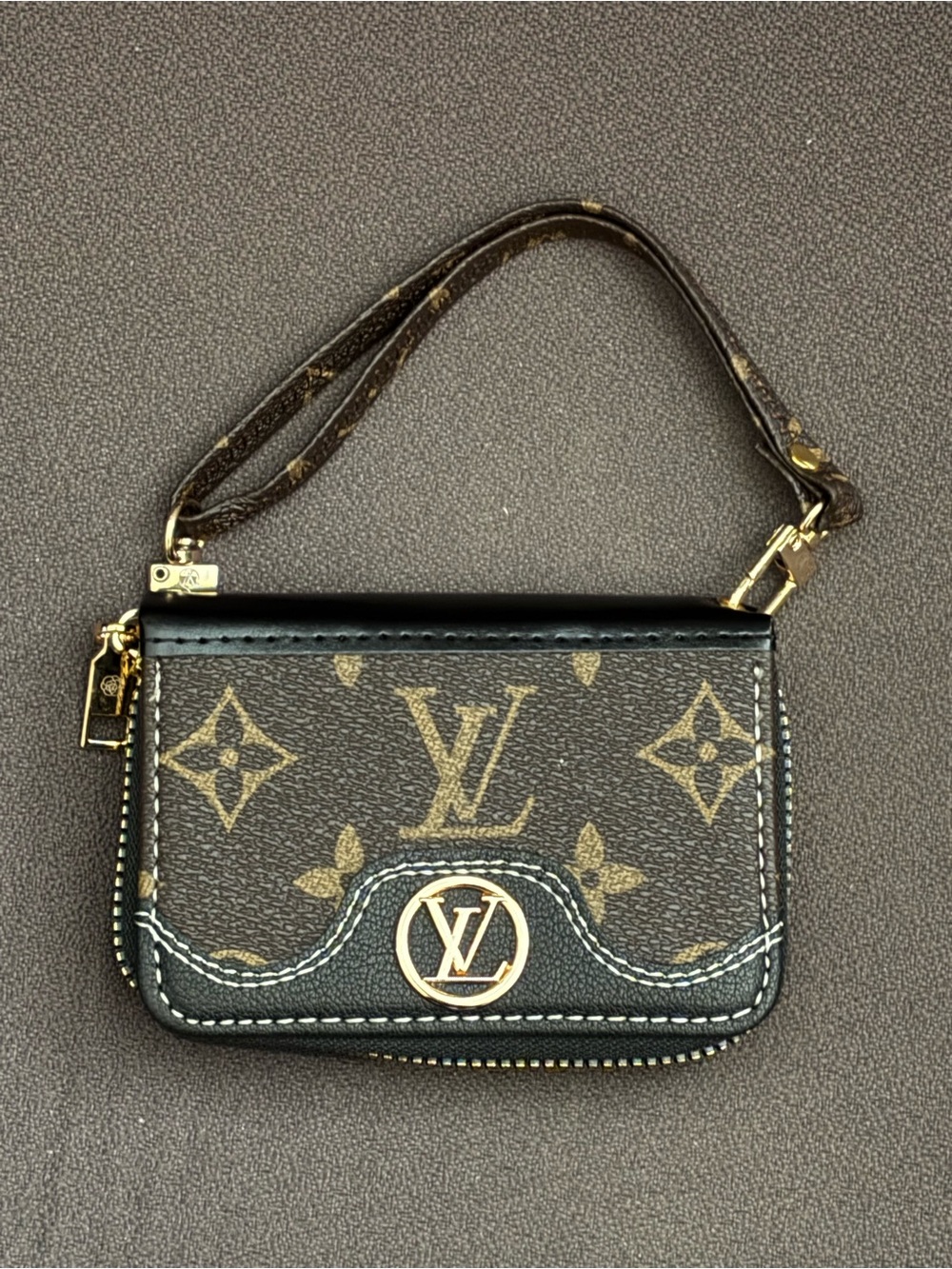 Brown and Black Monogram Clutch Credit Card Holder